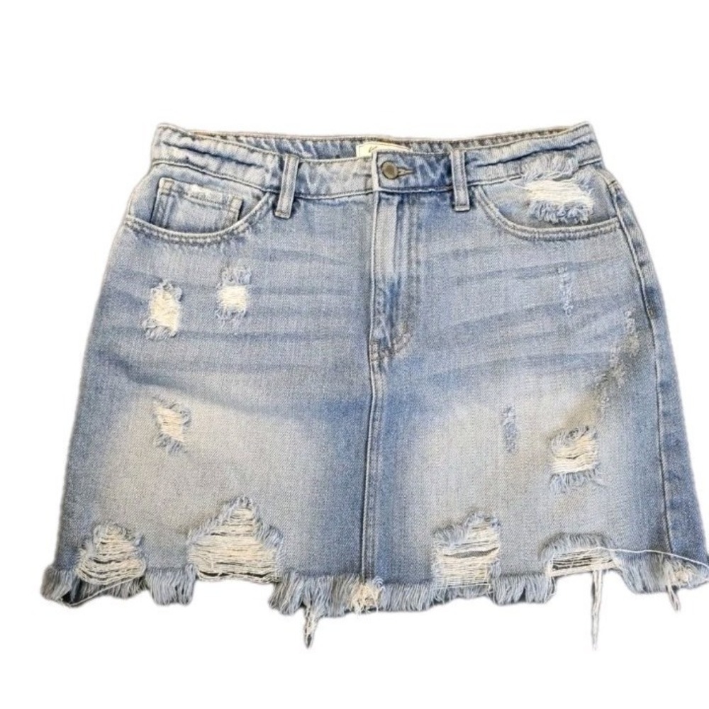 KanCan Signature High Rise‎ Denim Mini Skirt Womens L 31" Waist *REAR TEAR